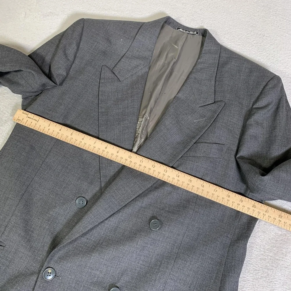 Vintage Mani Giorgio Armani Suit Jacket 40R Gray Wool Double Breasted Saks FLAWS